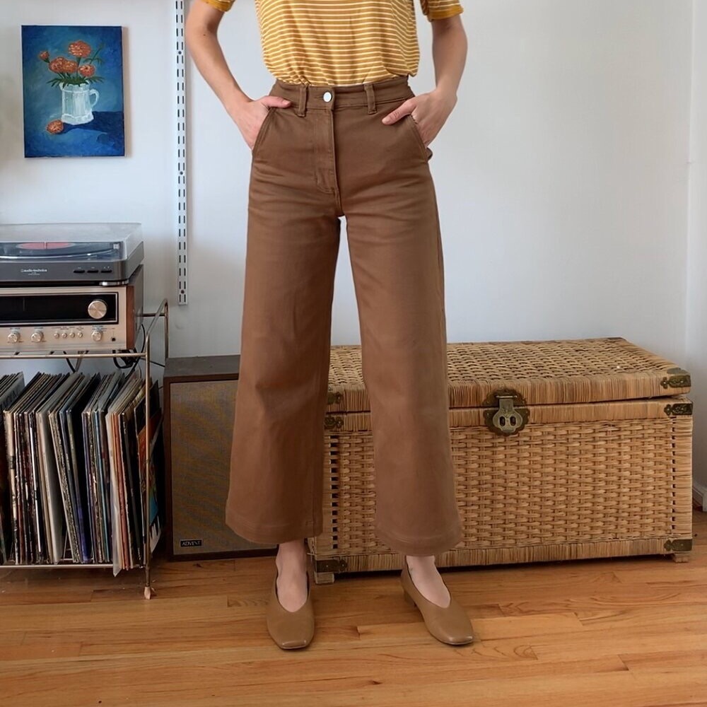 Everlane tan brown cropped wide leg pants